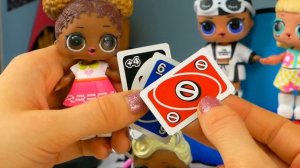 LOL Surprise Dolls Game Night w/ UNO and Play-Doh Pizza! Featuring Court Champ & Snuggle Babe