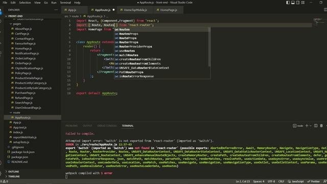How To Fix Import Error Switch Is Not Exported From React Router Dom Or React Router Dom