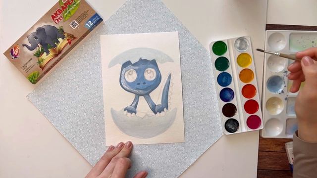 Мастер-класс акварелью / как нарисовать динозавра / рисунки для детей смотреть онлайн