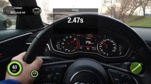 Разгон на Audi A4 2.0 TFSI quattro с приличным буксом