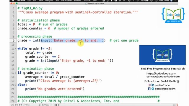 Learn Python | Control Statements Ep.11: Implementing Sentinel-Controlled Iteration | CodeOfCode смотреть онлайн