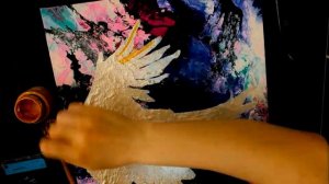 Живопись акрилом. "Птица" . Акрил металлик.