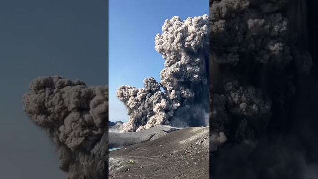 Вулкан Эбеко на Курилах выбросил гигантский столб пепла