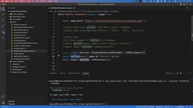 Playwright with Javascript | How to handle Multi Select DropDown | Part 12