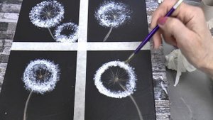 Как рисовать одуванчики акрилом. 4 техники. How to paint dandelions with acrylics.