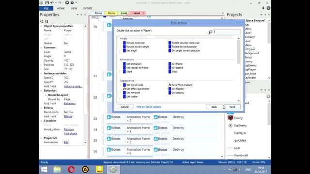 11. Создание игры по типу Space Shooter (Система рандома Рандом construct 2) Construct 2 Tutorial смотреть онлайн