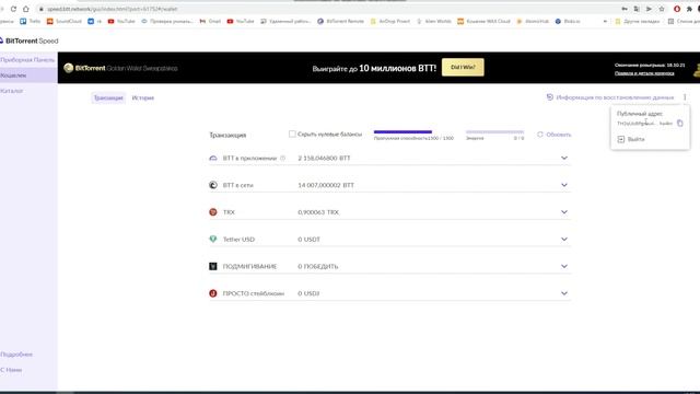 Входим в кошелек TronLink в Google Chrome с TRON кошелька BBTSpeed