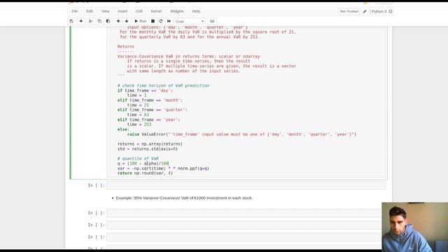 Value at Risk estimation with Python: Parametric (Variance-Covariance) VaR