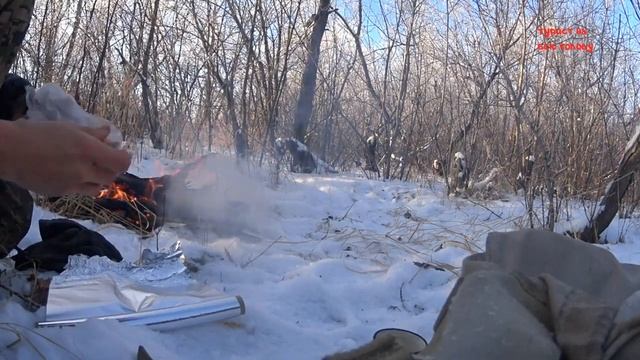 Форель на углях Чай из снега на костре