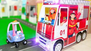 Fire truck  and playground Toy Town for children