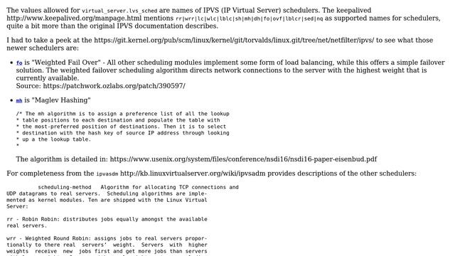 DevOps & SysAdmins: keepalived: what are the `fo` and `mh` lvs scheduling algorithms? смотреть онлайн