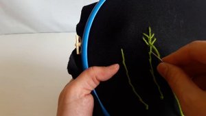 Как вышить веточку мимозы , ели и веточку для цветка .