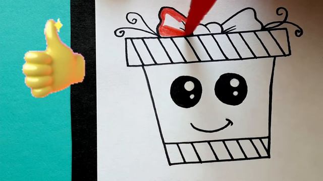 How to Draw a PRESENT  Easy Drawing Tutorial  Art for Kids   Christmas song drawing and colorin