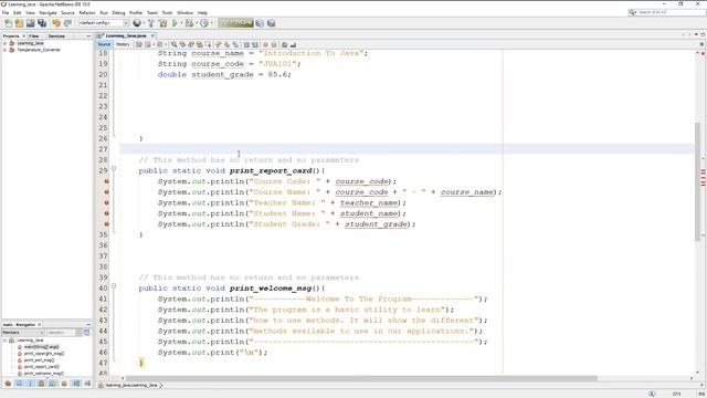LEARNING JAVA: Methods /w No Return, Passed Parameters(TUTORIAL)