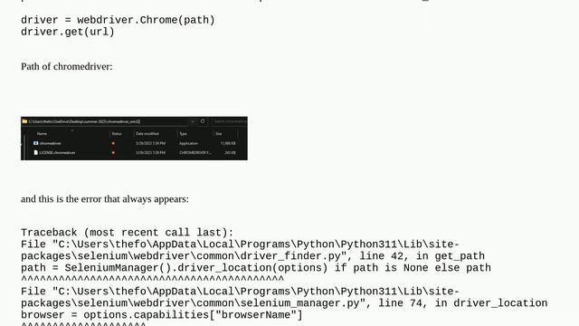 selenium.common.exceptions.NoSuchDriverException: Message: Unable to obtain chromedriver using Se..