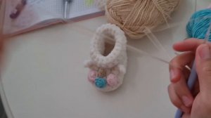 Пинетки для новорожденного, из плюшевой пряжи/Пинетки единорожки/Пинетки крючком