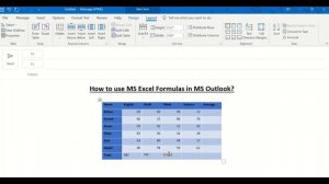 Use Ms Excel Formulas in Outlook, Insert Excel spreadsheet in Outlook