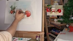 watercolor christmas still life/новогодний натюрморт