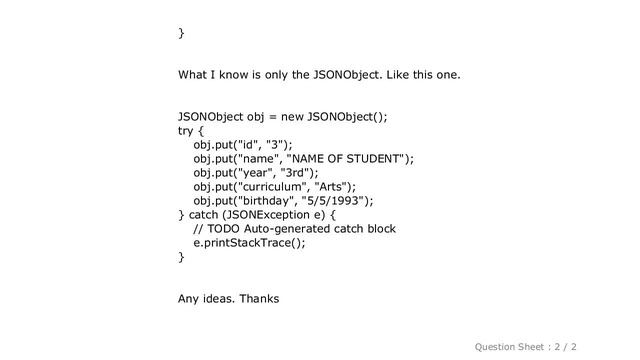 Android : Android- create JSON Array and JSON Object