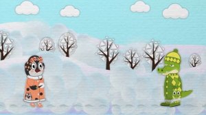 Зимняя аппликация | Делаем аппликацию | Уроки от Пинги и Кроки | #95