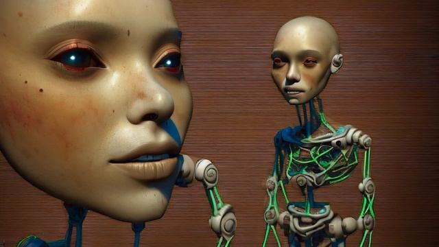[GPT3 & Stable Diffusion 2.1 Animation] Scifi  Humanrobot  Mixed Media  Digital Art  Vibrant Colors