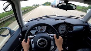 Mini ONE R50 1.6 90 PS with 131 PS Chiptuning Top Speed Drive On German Autobahn With No Speed Limi