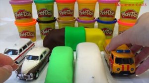Learn colors with toy cars & play-doh: Moscow police, Russian ambulance
