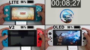 Battery Life of Mortal Kombat 1 on Nintendo Switch LITE vs. Standard vs. OLED