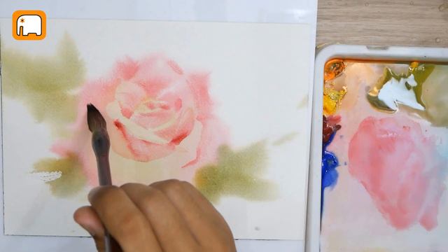 BEAUTIFUL PINK ROSE  WITHOUT DRAWING Watercolour tutorial Demonstration  Watercolor painting смотреть онлайн