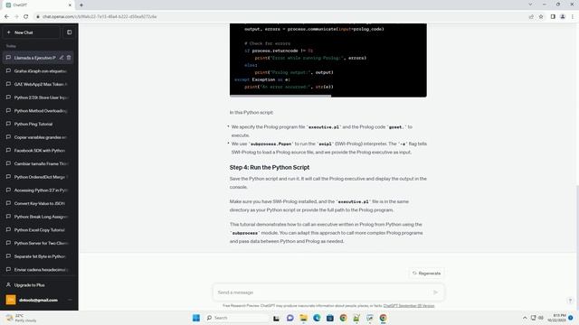 Call an executive written in Prolog from Python