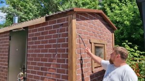 Каркасная баня 2,4х5,0 м в фасадом Хауберг