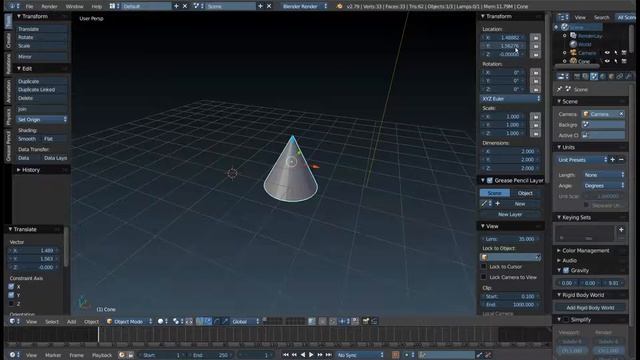 Перемещение объектов в Blender