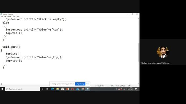 DS Stack Implementation in JAVA