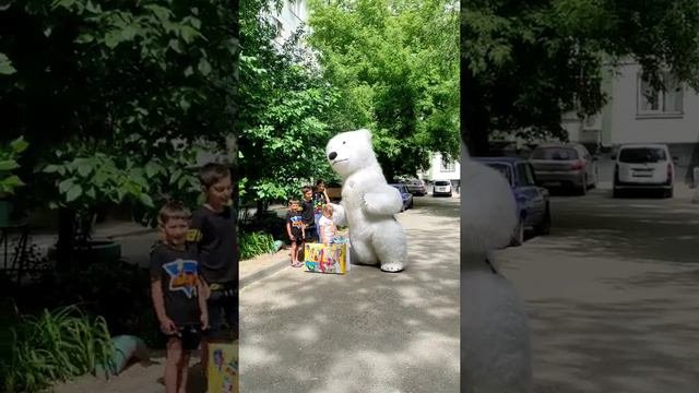 Медведь"Ограбил магазин игрушек"чтобы порадовать именинницу! Поздравление от белого медведя #shotrs