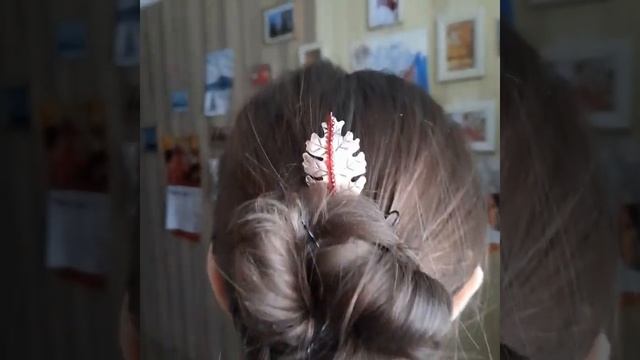 Шпилька для волос ручной работы, медная шпилька Листик, украшение прически, украшение для волос