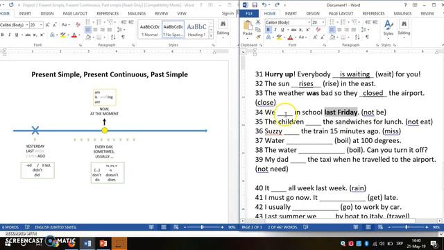4/5 Present simple, Present continuous, Past simple   exercises смотреть онлайн