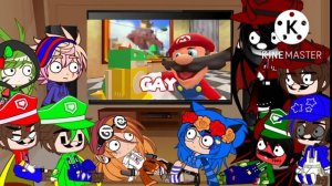 smg4 crew Wiht mario.exe ihy luigi and mx react to mario googles himself
