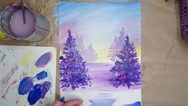 Сказочный лес | Рисуем гуашью смотреть онлайн