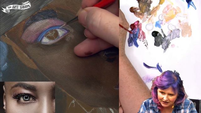 How to paint a Stunning Eye in acrylic Part 3 warrior Queen Oya Big art Quest     | TheArtSherpa