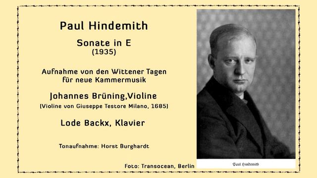 Paul Hindemith - Sonate in E смотреть онлайн
