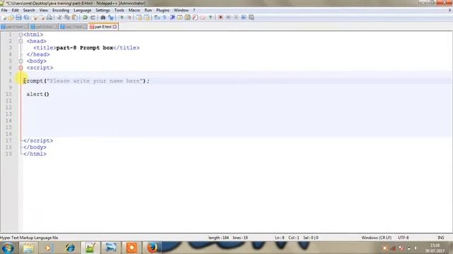 Part-8 PopUp boxes (Prompt box) in javaScript.