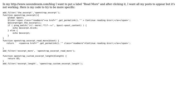 Wordpress: Excerpt "Read More" link