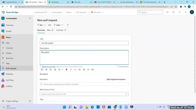 Git Repo Branching, Merging, Branch Policy & Pull Request смотреть онлайн