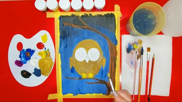 Рисуем Гуашью. Сова на дереве смотреть онлайн