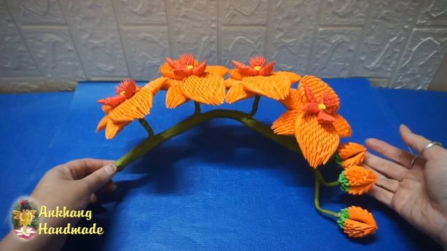 Paper orchid flower showpieces , home decoration idea , 3d origami orchid flower смотреть онлайн