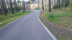 Лыжероллерная трасса в Берёзовском. Опасный спуск.