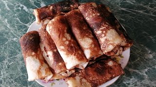 Блины на остатках закваски и кваса. Фаршированные блины.