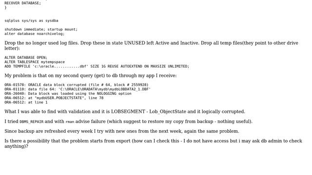 Databases: Oracle 11 rman db restore file corruption смотреть онлайн