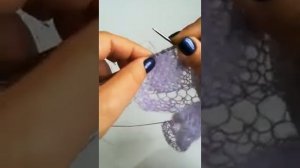 Вяжем квадратный платок,  часть 2, как перейти с нижней каймы к вязанию основной части платка.