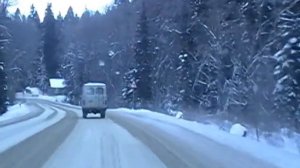 Трасса А-155 Домбай Теберда зимой- Highway a-155 Dombay Teberda in winter